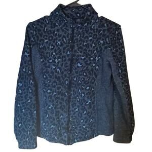 Jones New York Sports Jacket Womens Sz L Gray‎ Animal Print Full Zip JNY